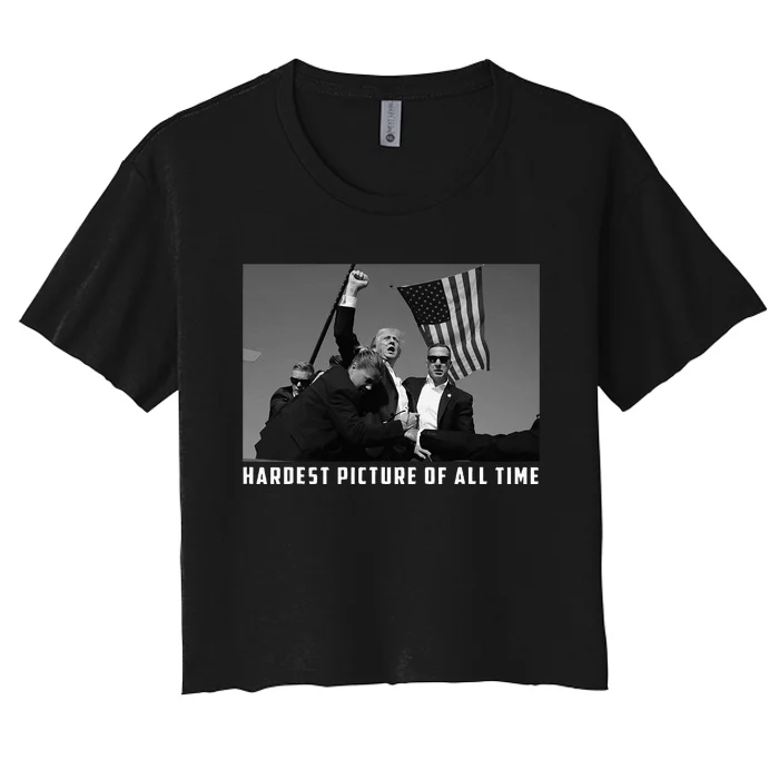 Trump 2024 Shooting President Hardest Picture Of All Time Women's Crop Top Tee