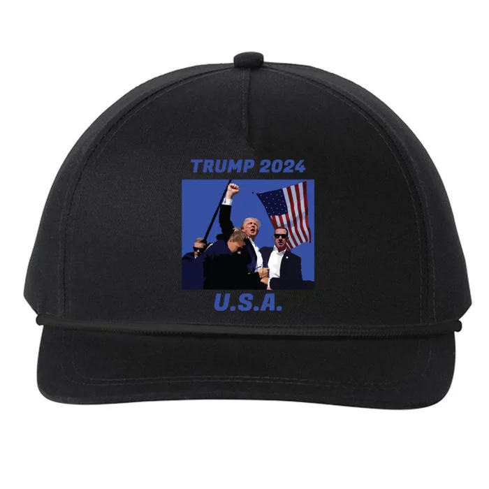 Trump 2024 Stay Strong Fist Pump Rally Secret Service Flag Snapback Five-Panel Rope Hat