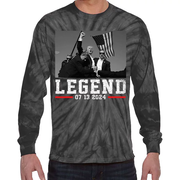 Trump 2024 Shooting President Legend Tie-Dye Long Sleeve Shirt