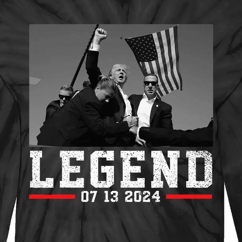 Trump 2024 Shooting President Legend Tie-Dye Long Sleeve Shirt