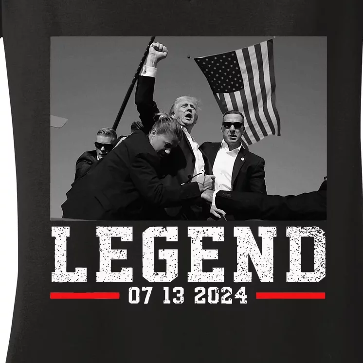 Trump 2024 Shooting President Legend Women's V-Neck T-Shirt