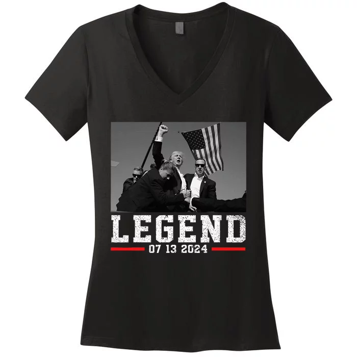 Trump 2024 Shooting President Legend Women's V-Neck T-Shirt