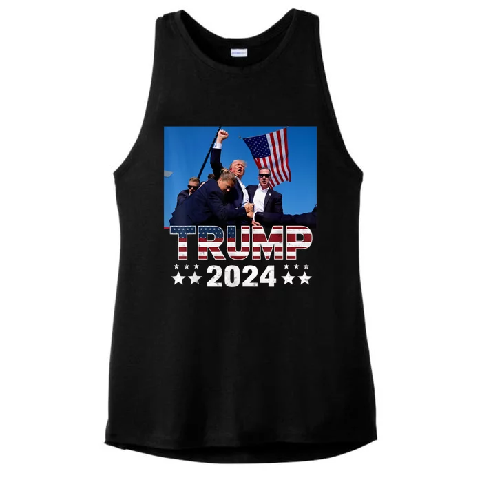 Trump 2024 Survived Shot At Election Rally Ladies Tri-Blend Wicking Tank