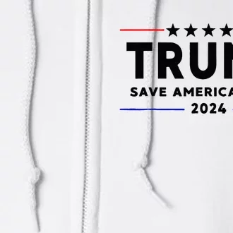 Trump 2024 Save America Again Vote Trump White Full Zip Hoodie