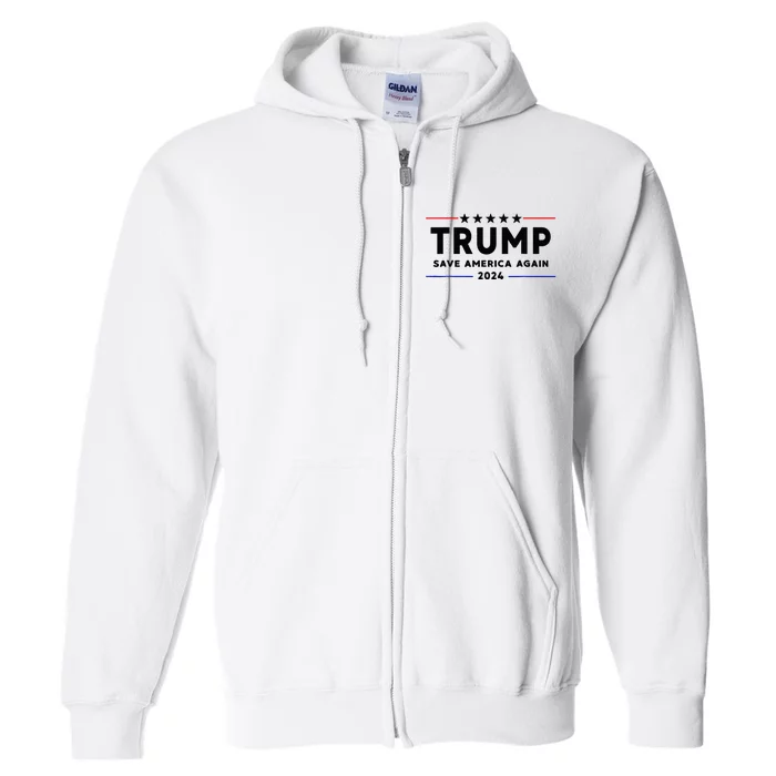 Trump 2024 Save America Again Vote Trump White Full Zip Hoodie