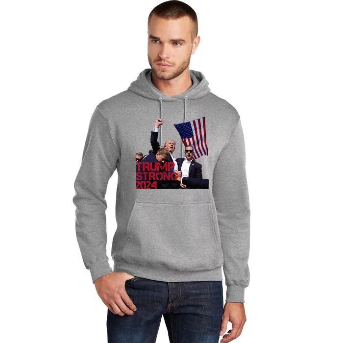 Trump 2024 Strong Fist Hand Us Vote Tall Hoodie