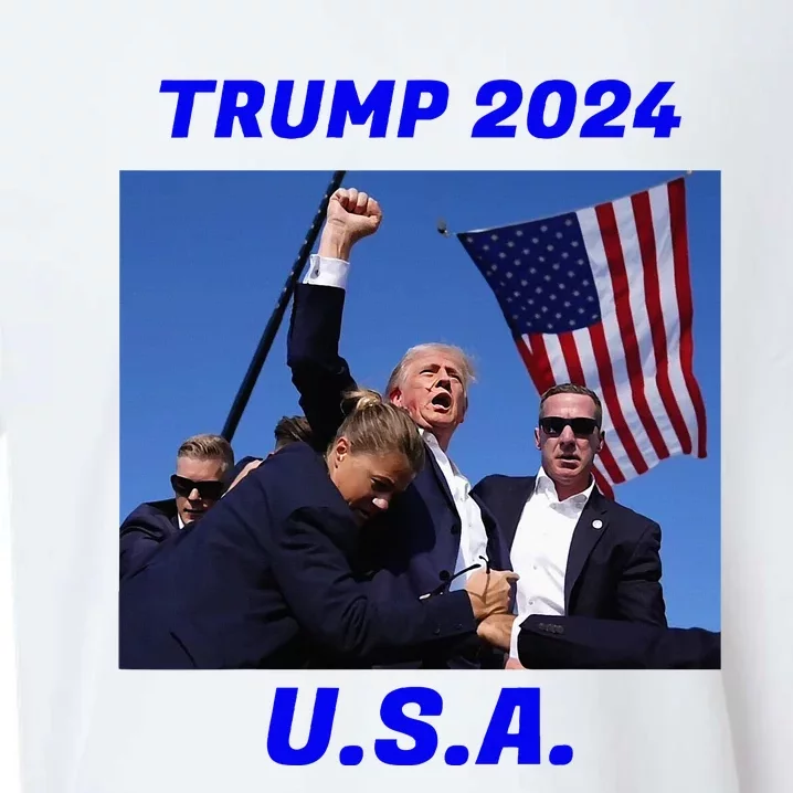 Trump 2024 Stay Strong Fist Pump Rally Secret Service Flag Sueded Cloud Jersey T-Shirt