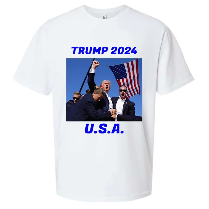 Trump 2024 Stay Strong Fist Pump Rally Secret Service Flag Sueded Cloud Jersey T-Shirt