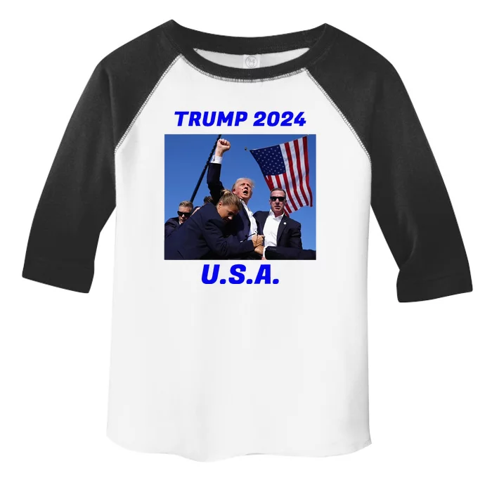 Trump 2024 Stay Strong Fist Pump Rally Secret Service Flag Toddler Fine Jersey T-Shirt