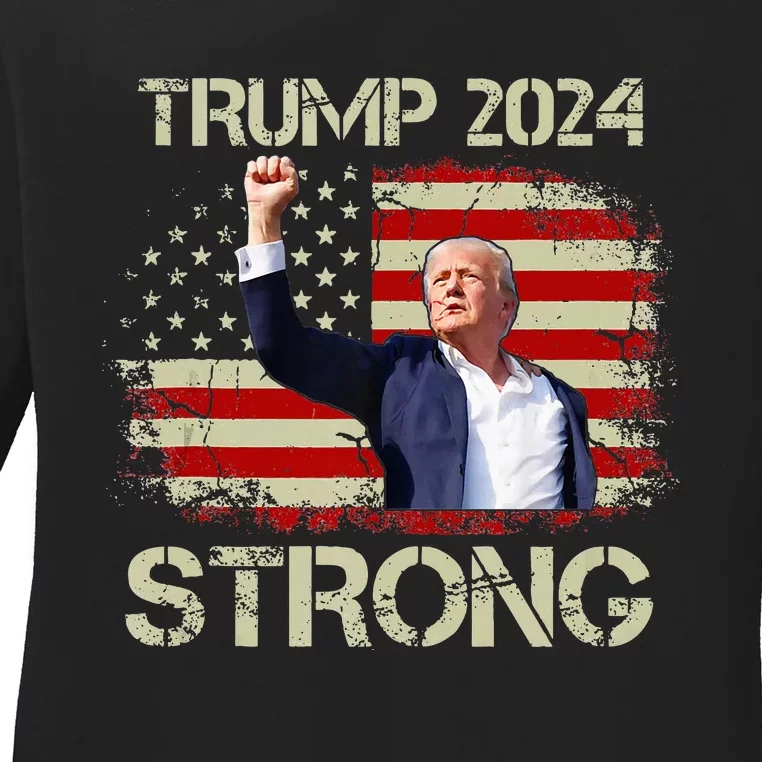 Trump 2024 Strong Fist Hand Us Vote Tank Top Ladies Long Sleeve Shirt