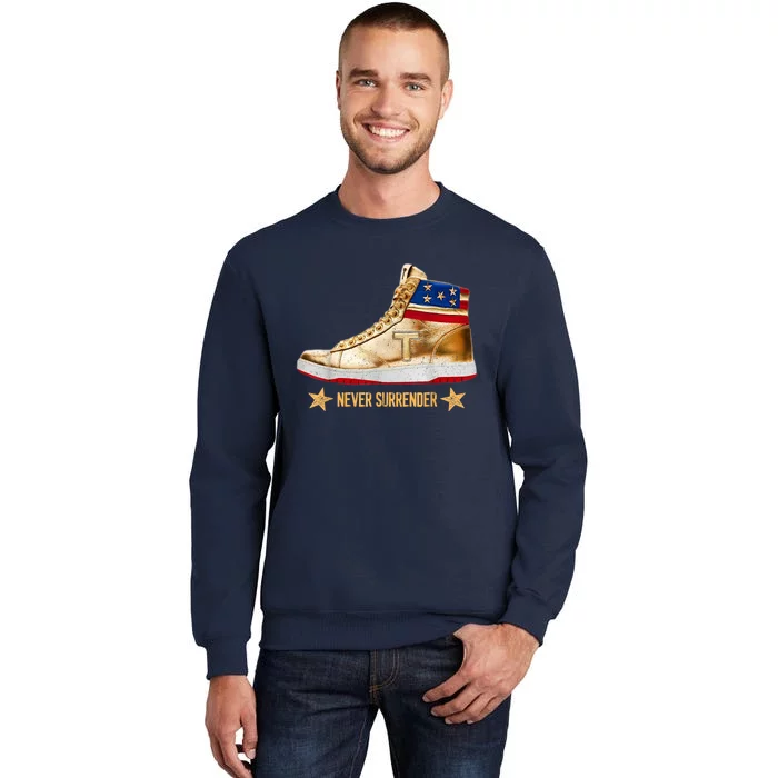 Trump 2024 Sneakers Never Surrender Pro Trump Gift Tall Sweatshirt