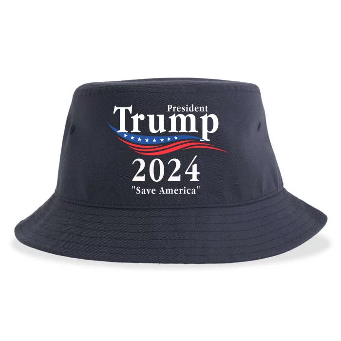 Trump 2024 Save America Re Elect President Donald Trump Sustainable Bucket Hat