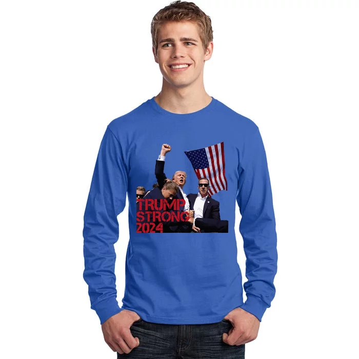 Trump 2024 Strong Fist Hand Us Vote Tall Long Sleeve T-Shirt