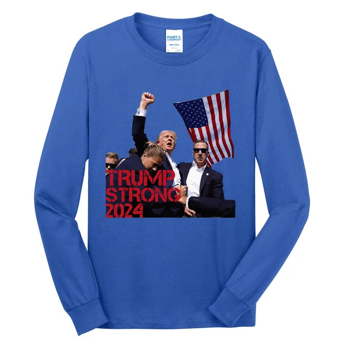 Trump 2024 Strong Fist Hand Us Vote Tall Long Sleeve T-Shirt