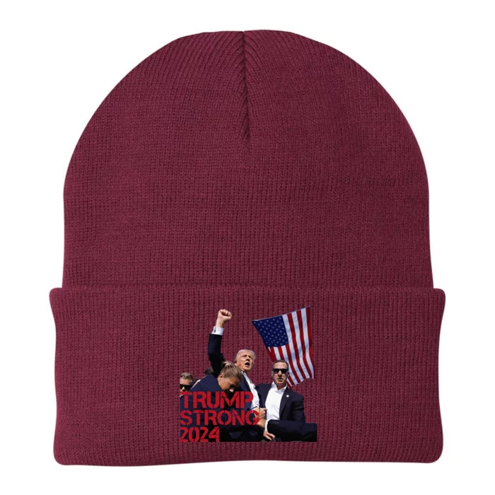 Trump 2024 Strong Fist Hand Us Vote Knit Cap Winter Beanie