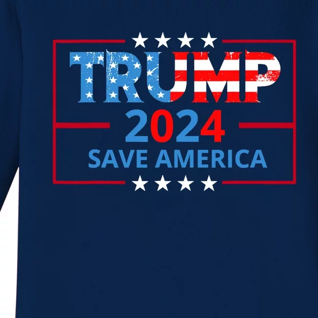 Trump 2024 Save America Trump 2024 Baby Long Sleeve Bodysuit