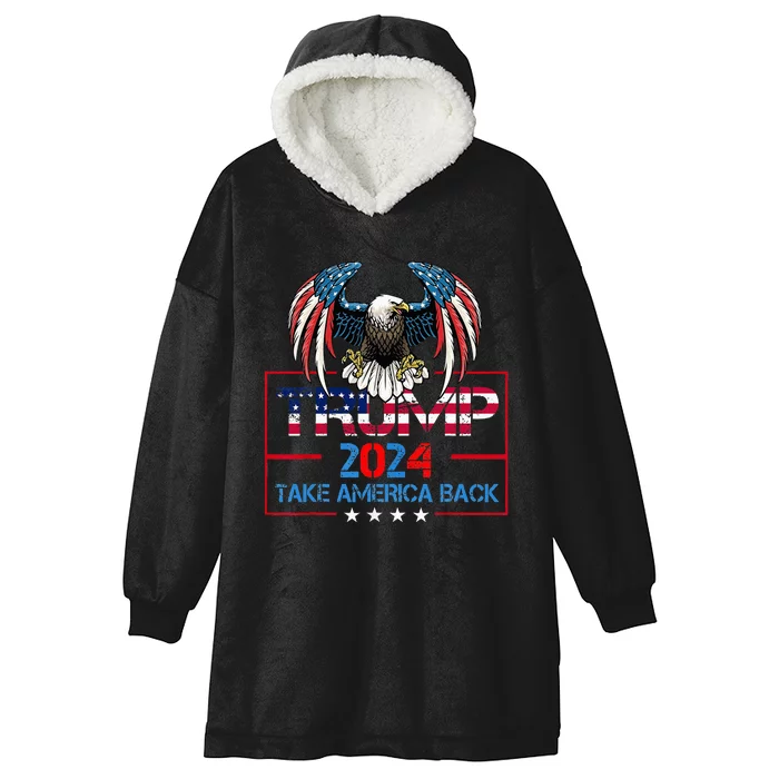 Trump 2024 Save America Again Usa Flag 2024 45 47 Hooded Wearable Blanket