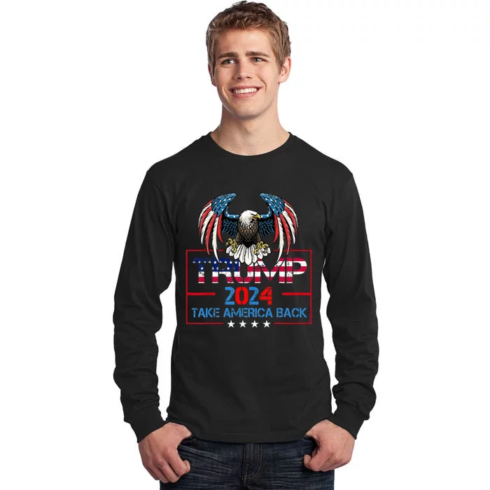 Trump 2024 Save America Again Usa Flag 2024 45 47 Tall Long Sleeve T-Shirt