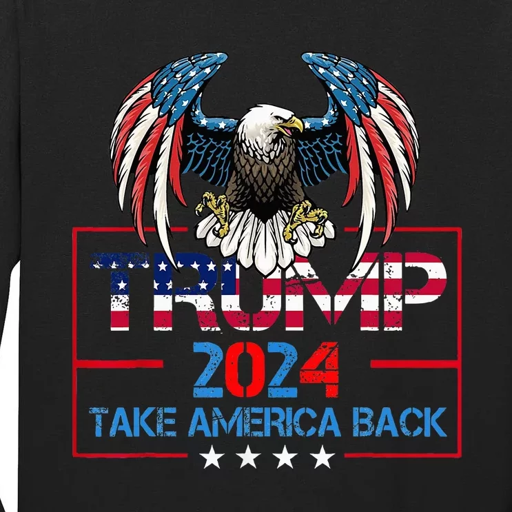 Trump 2024 Save America Again Usa Flag 2024 45 47 Tall Long Sleeve T-Shirt