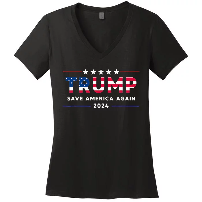 Trump 2024 Save America Again Trump Women's V-Neck T-Shirt