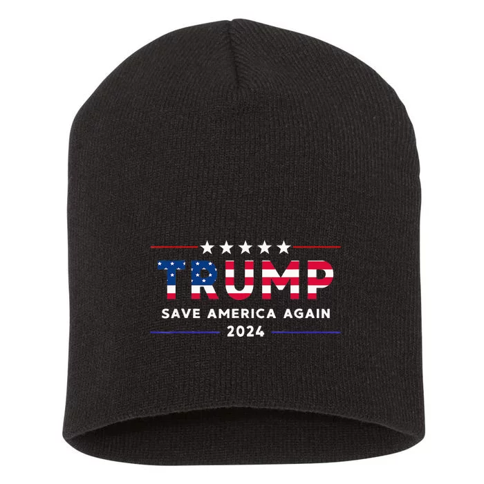 Trump 2024 Save America Again Trump Short Acrylic Beanie