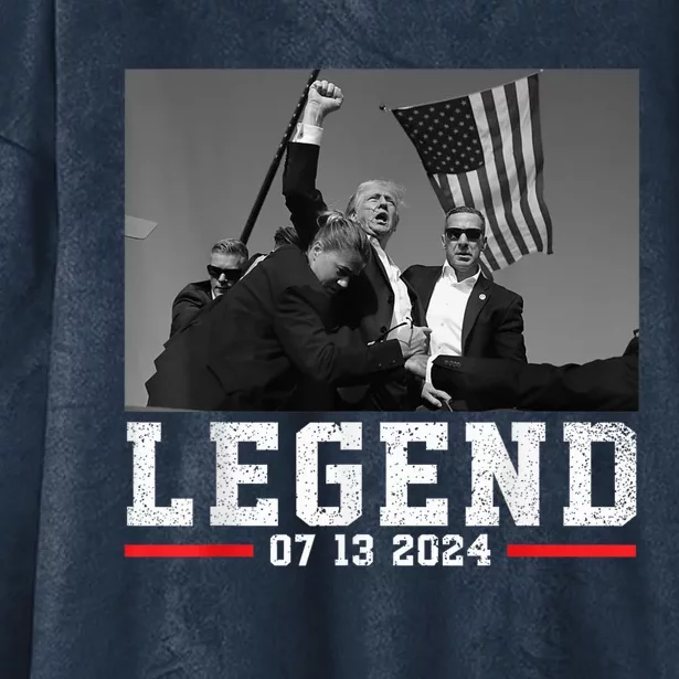 Trump 2024 Shooting President Legend Donald Trump Election Rally Shooting 2024 Hooded Wearable Blanket