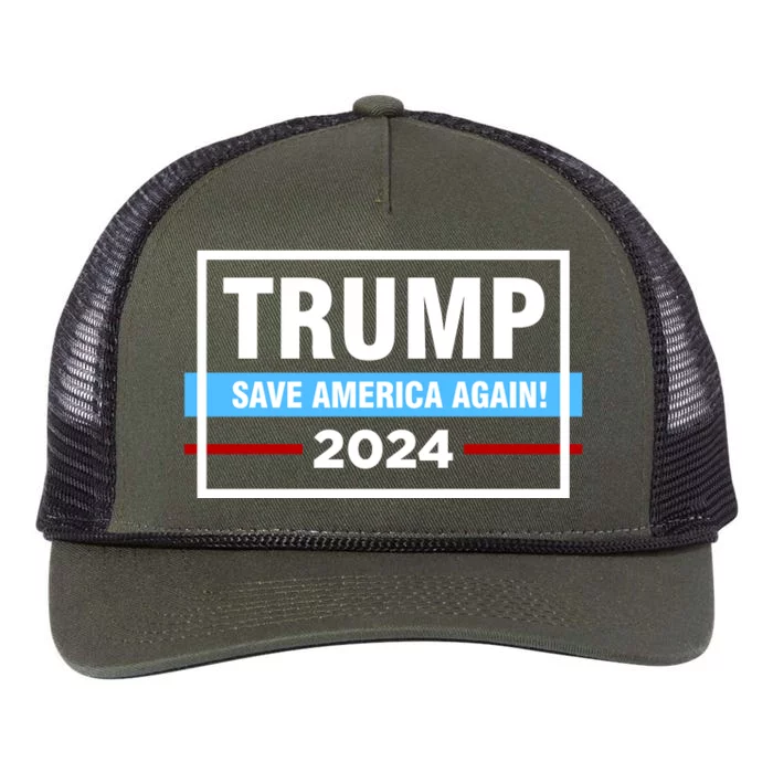 Trump 2024 Save America Again Retro Rope Trucker Hat Cap