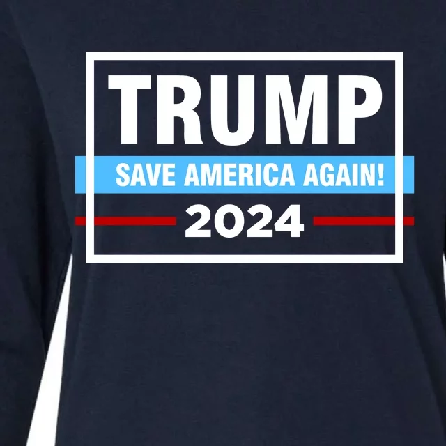 Trump 2024 Save America Again Womens Cotton Relaxed Long Sleeve T-Shirt