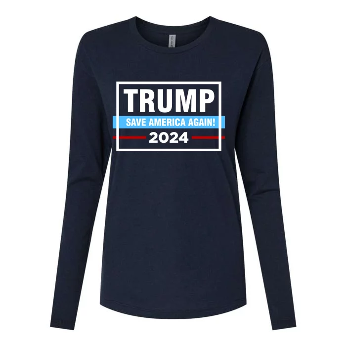 Trump 2024 Save America Again Womens Cotton Relaxed Long Sleeve T-Shirt