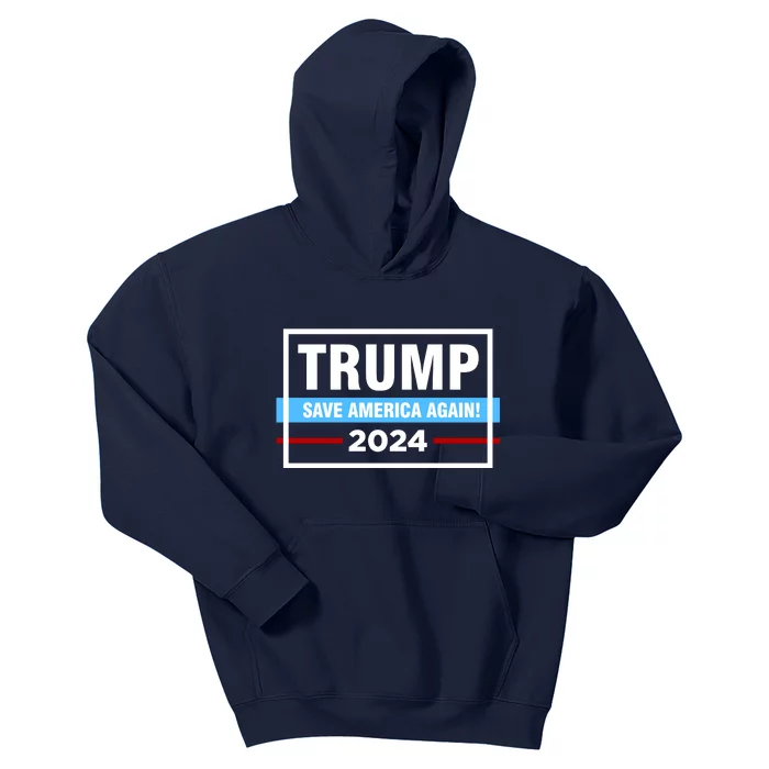 Trump 2024 Save America Again Kids Hoodie