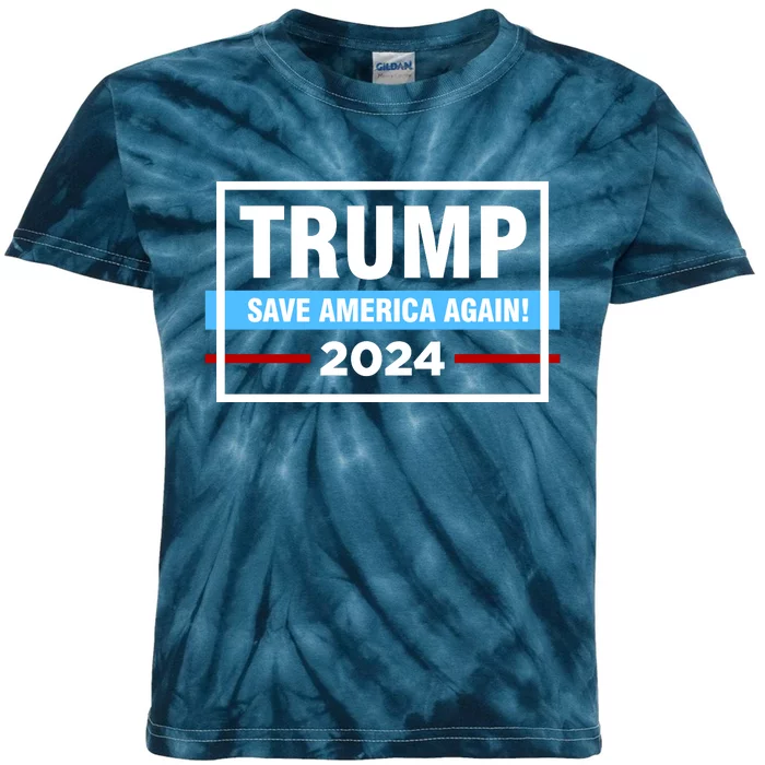 Trump 2024 Save America Again Kids Tie-Dye T-Shirt