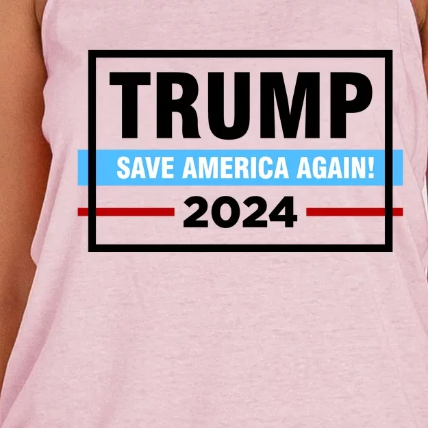 Trump 2024 Save America Again Women's Knotted Racerback Tank