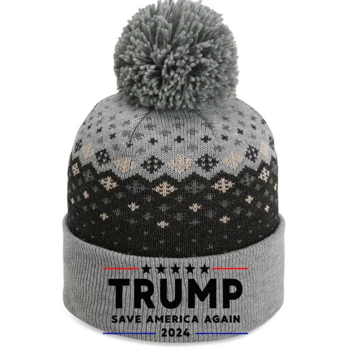 Trump 2024 Save America Again Vote Trump White The Baniff Cuffed Pom Beanie