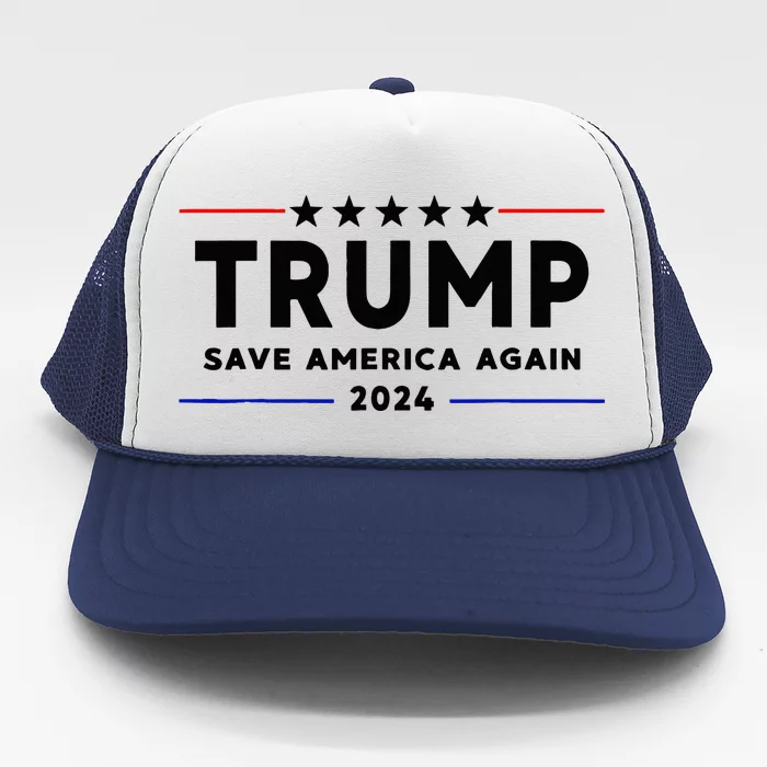 Trump 2024 Save America Again Vote Trump White Trucker Hat