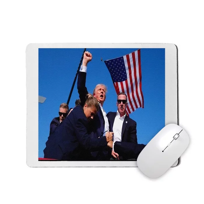 Trump 2024 Stay Strong Fist Pump Rally Secret Service Flag Mousepad