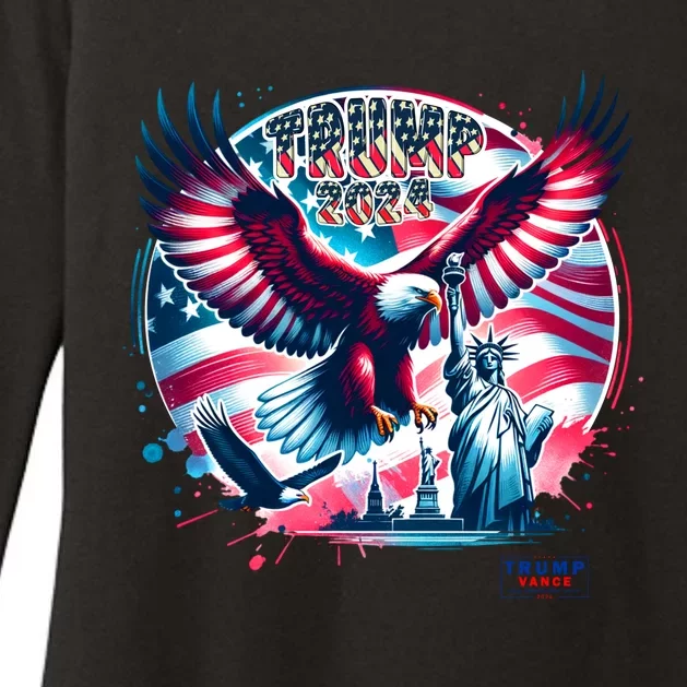 Trump 2024 Statue Of Liberty Eagle Freedom Womens CVC Long Sleeve Shirt