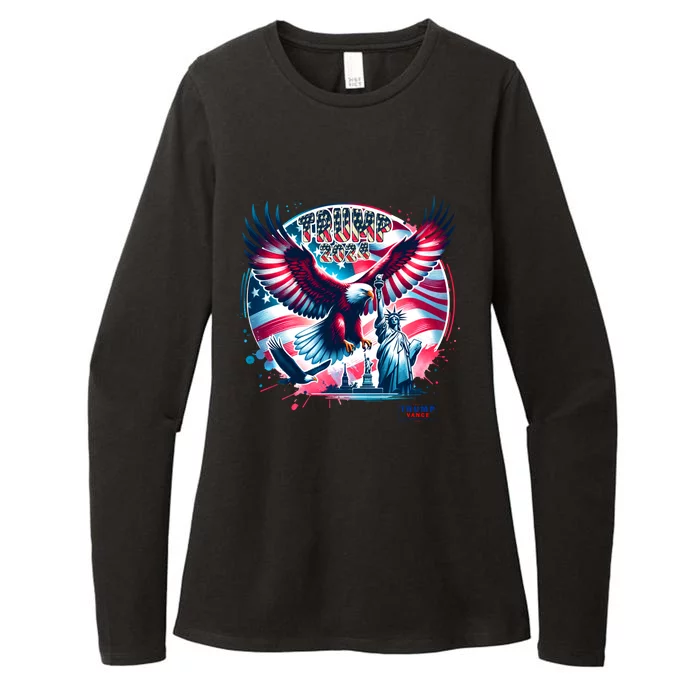 Trump 2024 Statue Of Liberty Eagle Freedom Womens CVC Long Sleeve Shirt