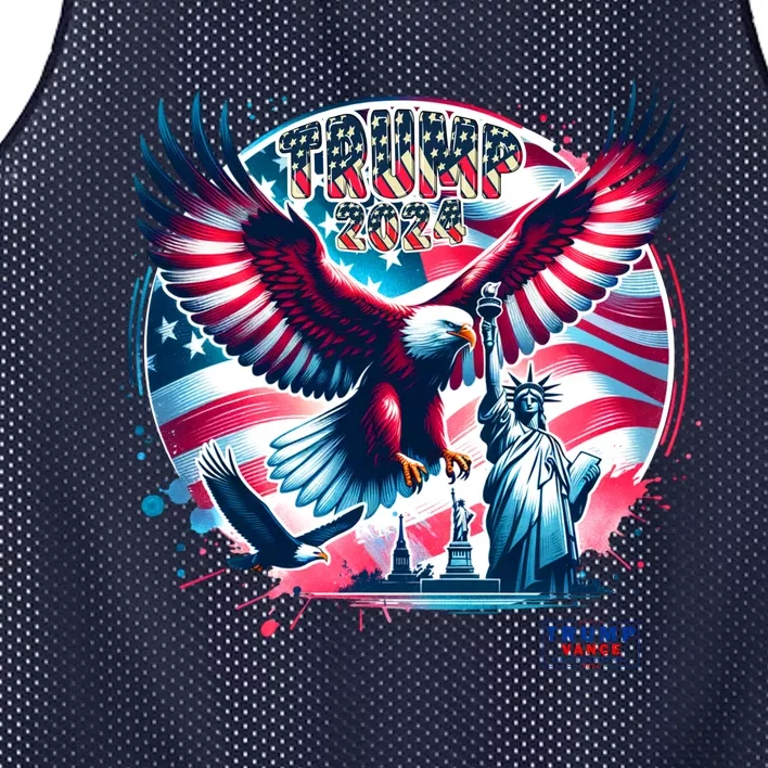 Trump 2024 Statue Of Liberty Eagle Freedom Mesh Reversible Basketball Jersey Tank