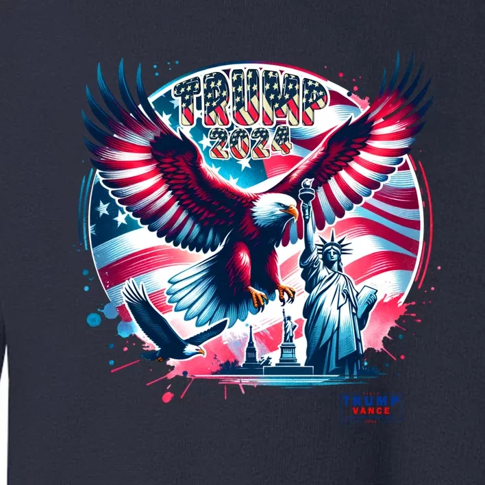 Trump 2024 Statue Of Liberty Eagle Freedom Toddler Sweatshirt