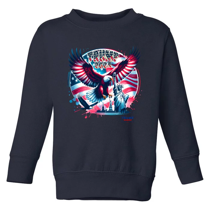 Trump 2024 Statue Of Liberty Eagle Freedom Toddler Sweatshirt