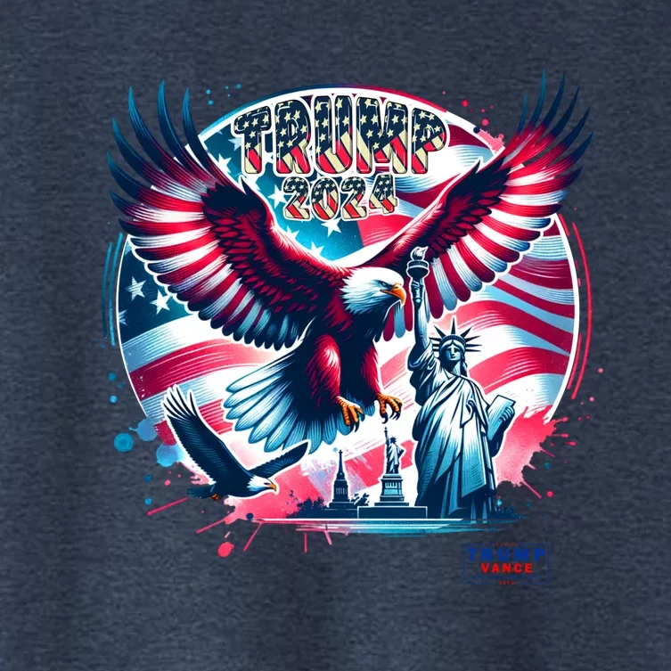 Trump 2024 Statue Of Liberty Eagle Freedom Women's Crop Top Tee