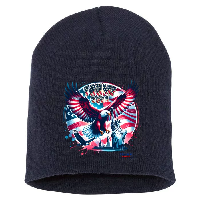 Trump 2024 Statue Of Liberty Eagle Freedom Short Acrylic Beanie