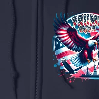 Trump 2024 Statue Of Liberty Eagle Freedom Full Zip Hoodie