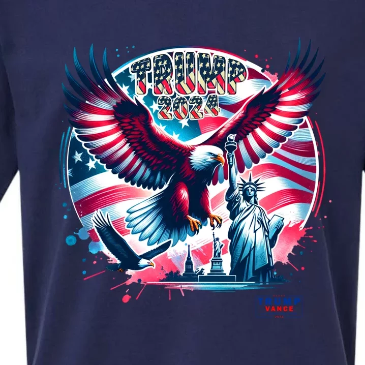 Trump 2024 Statue Of Liberty Eagle Freedom Sueded Cloud Jersey T-Shirt