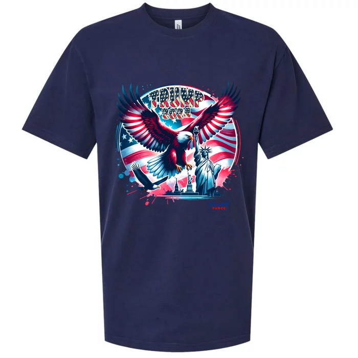 Trump 2024 Statue Of Liberty Eagle Freedom Sueded Cloud Jersey T-Shirt