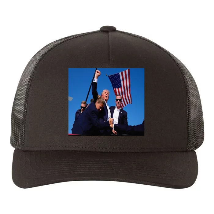 Trump 2024 Stay Strong Fist Pump Rally Secret Service Flag Yupoong Adult 5-Panel Trucker Hat