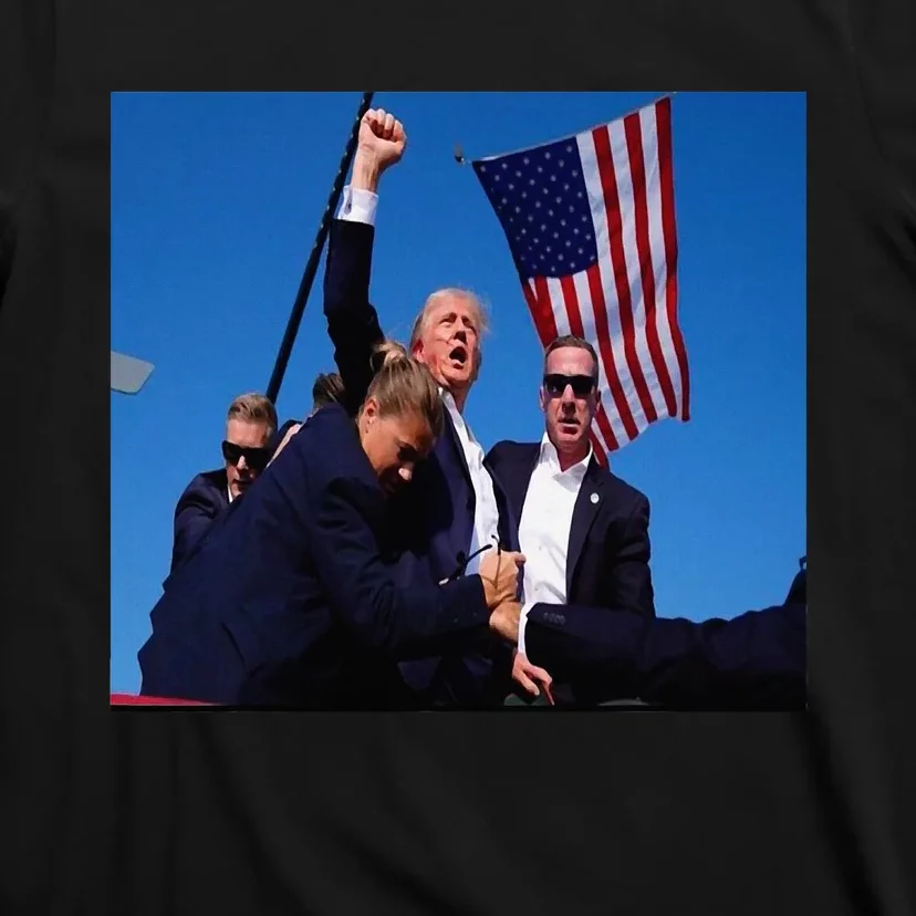 Trump 2024 Stay Strong Fist Pump Rally Secret Service Flag T-Shirt