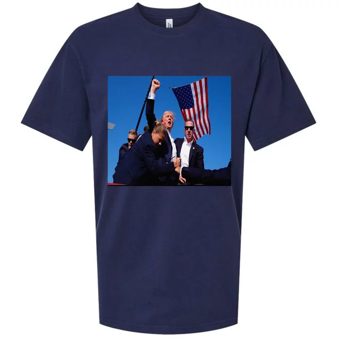 Trump 2024 Stay Strong Fist Pump Rally Secret Service Flag Sueded Cloud Jersey T-Shirt