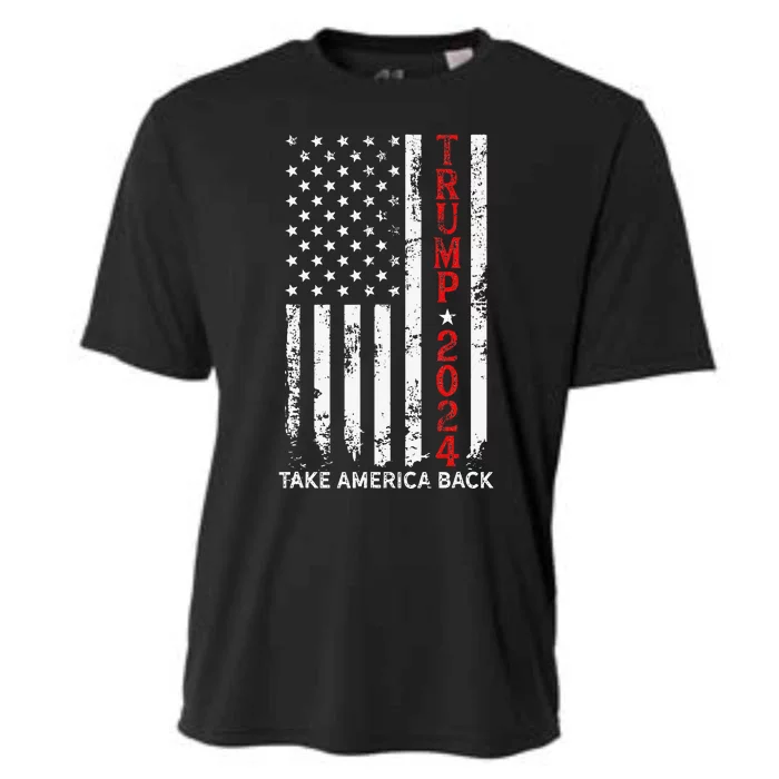 Trump 2024 Take America Back Election Patriotic Flag Cooling Performance Crew T-Shirt