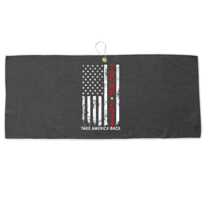 Trump 2024 Take America Back Election Patriotic Flag Large Microfiber Waffle Golf Towel